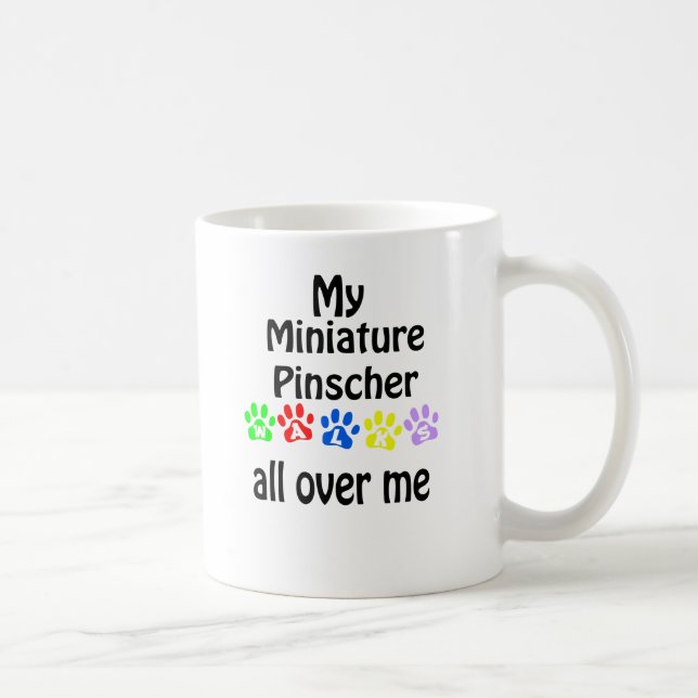Miniature Pinscher Walks Design Coffee Mug (Right)