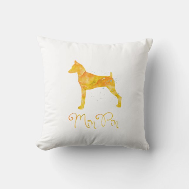 Miniature Pinscher Watercolor Design Cushion (Front)