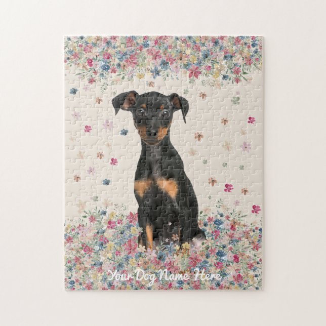 Miniature Pinscher with uncropped ears and undocke Jigsaw Puzzle (Vertical)