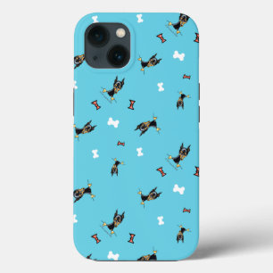 Miniature Pinschers Bows and Bones Blue iPhone 13 Case