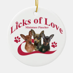Miniature Pinschers Licks of Love Ceramic Tree Decoration