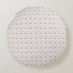Miniature Playful Dinosaurs Pattern Round Cushion