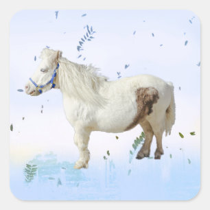 Miniature pony horse mini farm horse animal square sticker