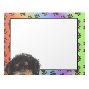 Miniature Poodle colourful dog paw pattern Notepad
