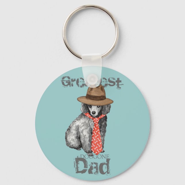 Miniature Poodle Dad Key Ring (Front)