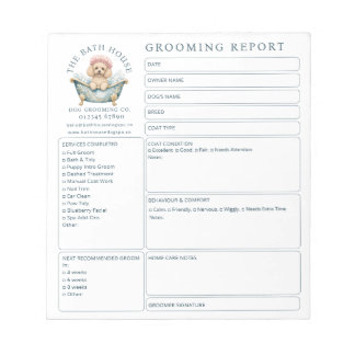 Miniature Poodle Grooming Report Card Notepad