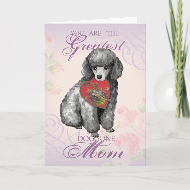 Miniature Poodle Heart Mum Card (Front)