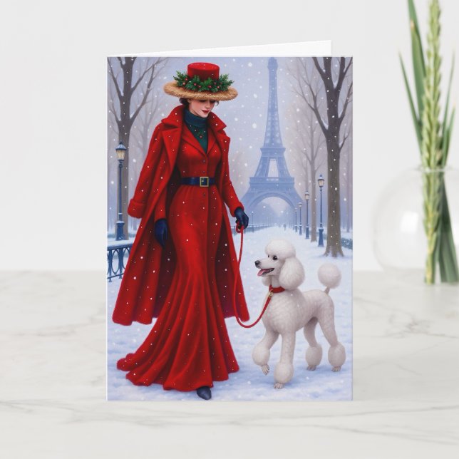 Miniature Poodle Holiday Card (Front)