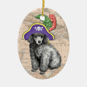 Miniature Poodle Pirate Ceramic Tree Decoration