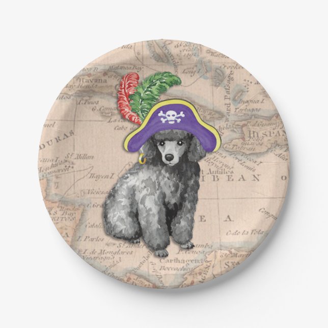 Miniature Poodle Pirate Paper Plate (Front)