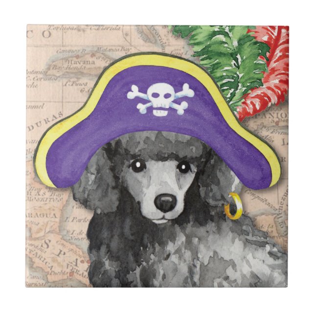 Miniature Poodle Pirate Tile (Front)