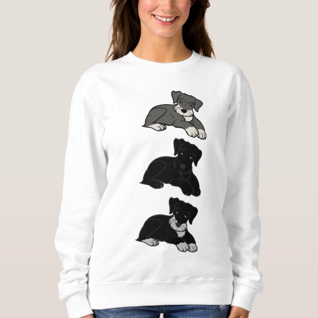 miniature schnauzer all colours cartoons sweatshirt (Front)