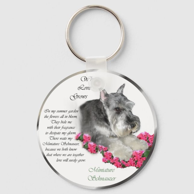 Miniature Schnauzer Art Gifts Key Ring (Front)