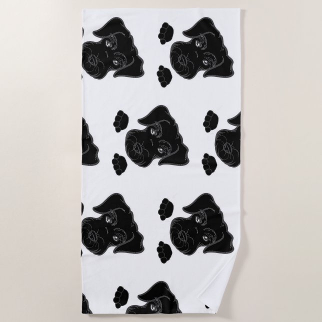 miniature schnauzer black peeking beach towel (Front)