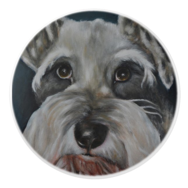 Miniature Schnauzer Ceramic Knob (Front)