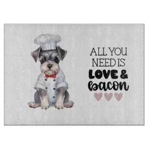 Miniature Schnauzer Chef Love & Bacon Cutting Board