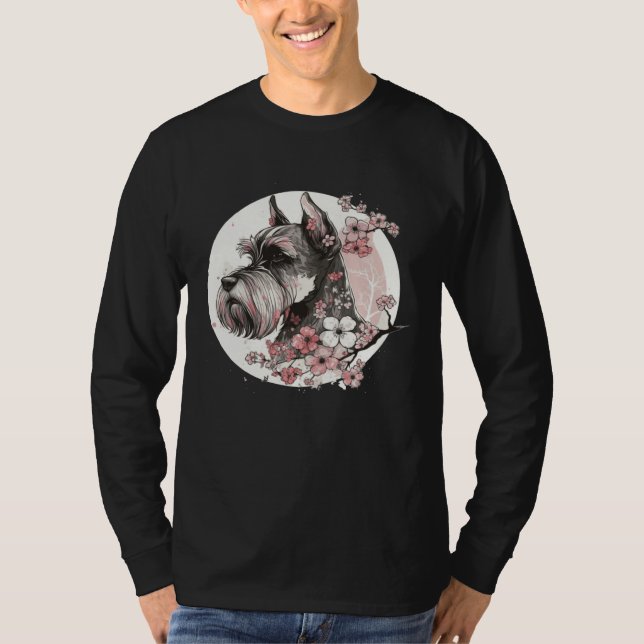 Miniature Schnauzer Cherry Blossom Dog Breed Japan T-Shirt (Front)