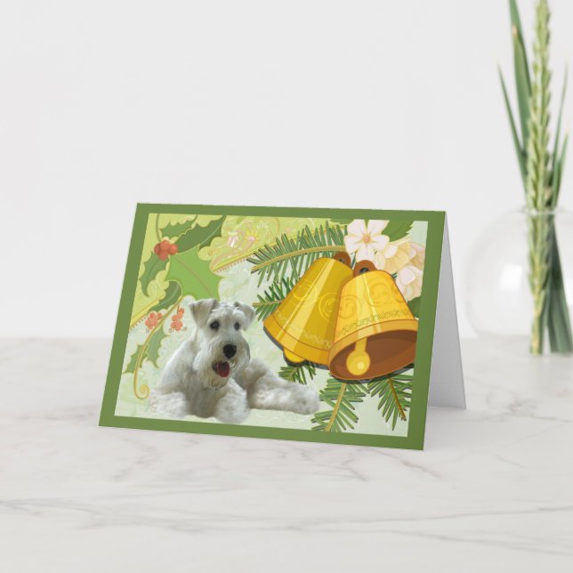 Miniature Schnauzer Christmas Card Bells (Front)