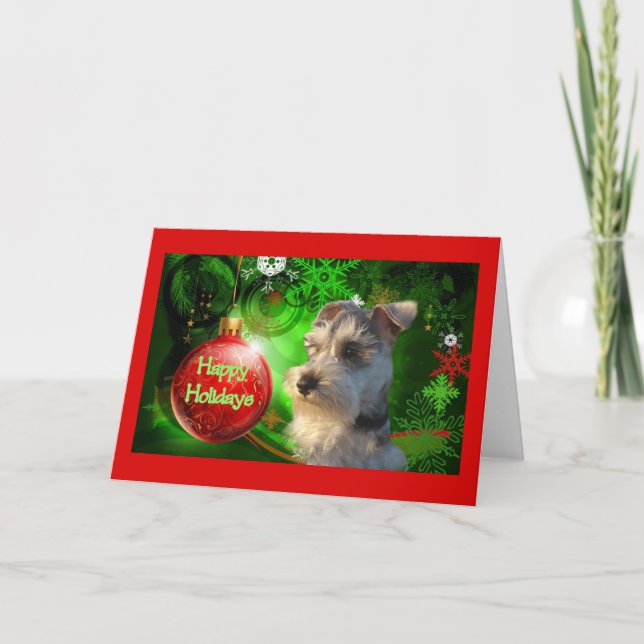 Miniature Schnauzer Christmas Card Happy Holidays (Front)