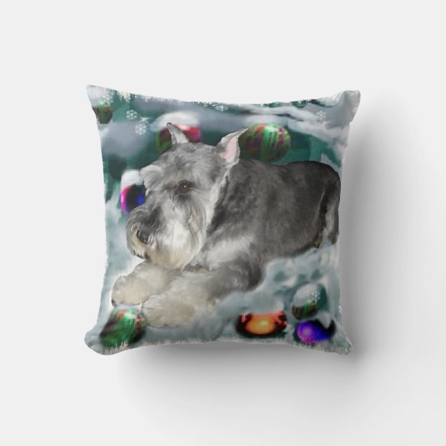 Miniature Schnauzer Christmas Cushion (Front)