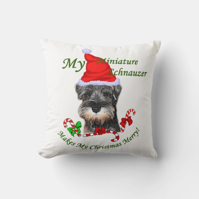 miniature Schnauzer Christmas Cushion (Front)