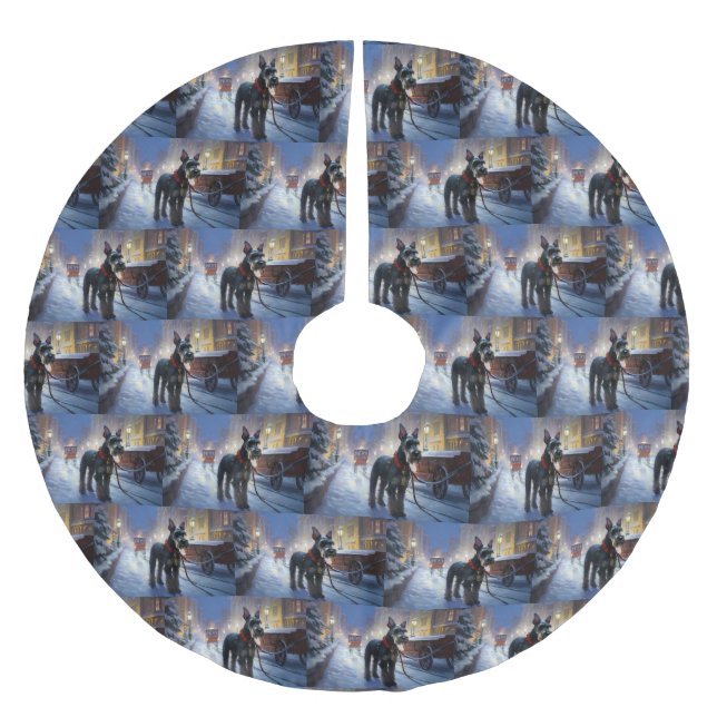 Miniature Schnauzer Christmas Festive Season Brushed Polyester Tree Skirt (Front)