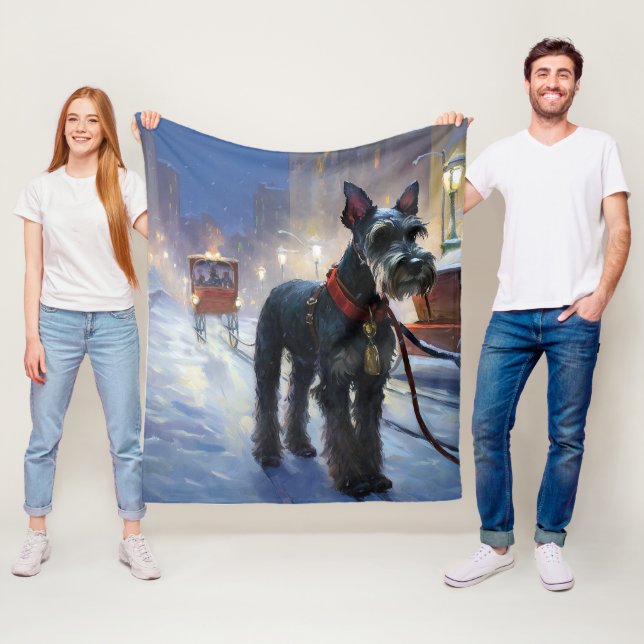 Miniature Schnauzer Christmas Festive Season Fleece Blanket (In Situ)