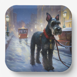 Miniature Schnauzer Christmas Festive Season Paper Plate