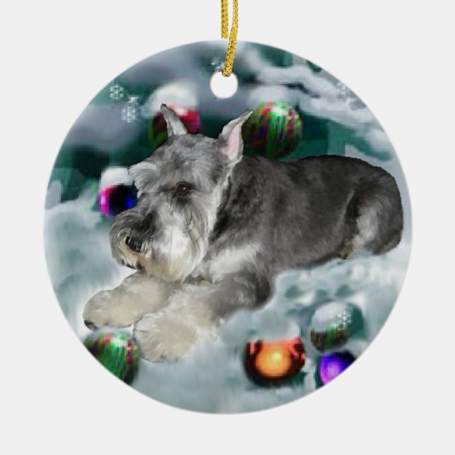 Miniature Schnauzer Christmas Gifts Ornament (Front)