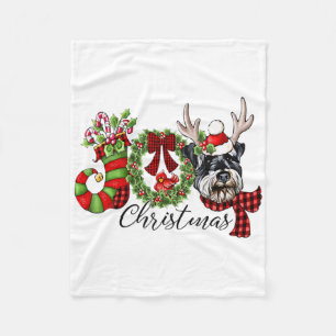 Miniature Schnauzer Christmas Lights Santa Xmas Do Fleece Blanket