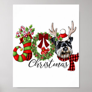 Miniature Schnauzer Christmas Lights Santa Xmas Do Poster