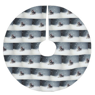 Miniature Schnauzer Christmas snow winter Brushed Polyester Tree Skirt