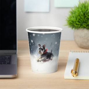 Miniature Schnauzer Christmas snow winter Paper Cups