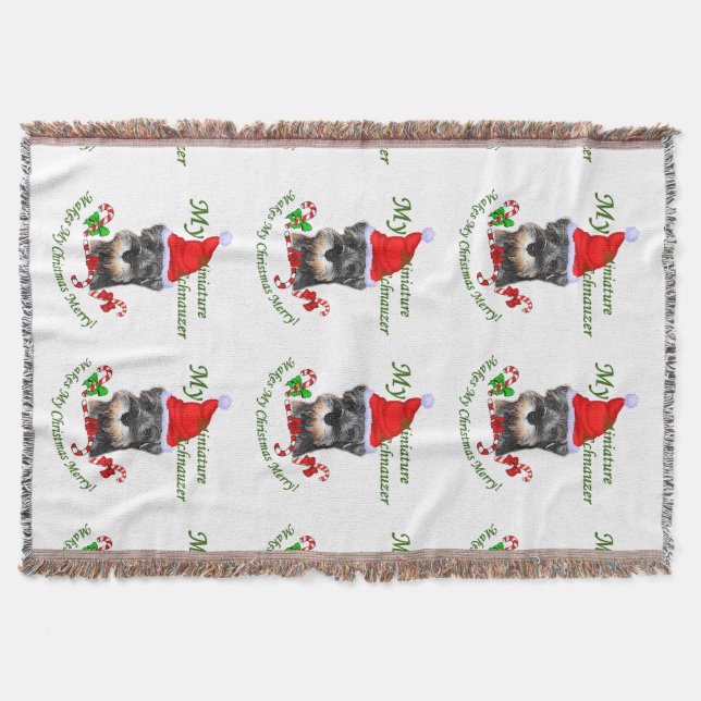 miniature Schnauzer Christmas Throw Blanket (Front)