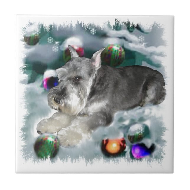 Miniature Schnauzer Christmas Tile (Front)