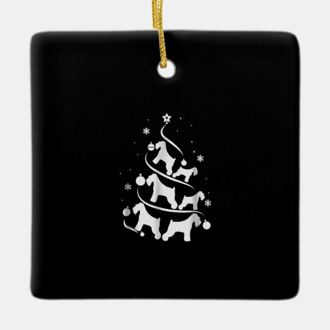 miniature schnauzer  christmas tree dog lover ceramic ornament (Front)