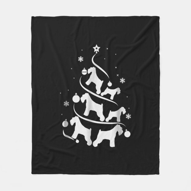 miniature schnauzer  christmas tree dog lover fleece blanket (Front)