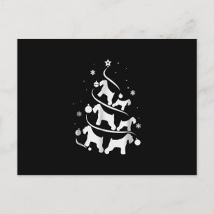 miniature schnauzer  christmas tree dog lover holiday postcard