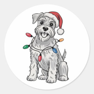 Miniature Schnauzer Christmas Xmas Dog Lover Gift  Classic Round Sticker