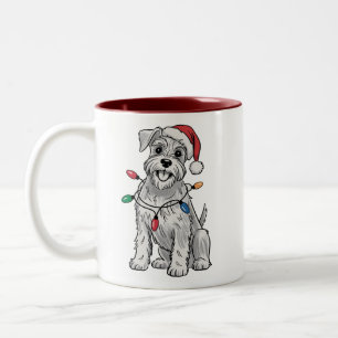 Miniature Schnauzer Christmas Xmas Dog Lover Gift Two-Tone Coffee Mug