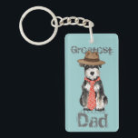 Miniature Schnauzer Dad Key Ring<br><div class="desc">Show your love for Dad on Father's Day or any day with this original design of a cute little Miniature Schnauzer puppy wearing a fedora and tie with the words,  Greatest doggone Dad. This can also be customised for grandpas,  brothers or anyone else you think are the greatest!</div>