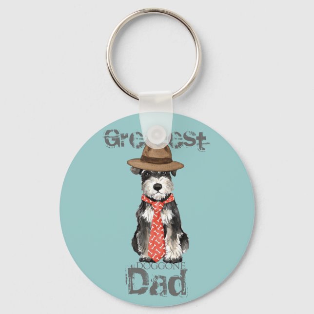Miniature Schnauzer Dad Key Ring (Front)