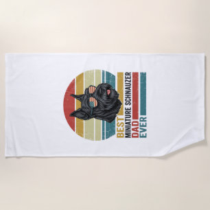 Miniature Schnauzer Dad Vintage Patriotic Shirt De Beach Towel