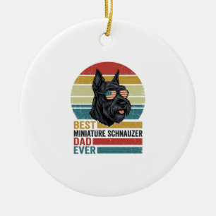 Miniature Schnauzer Dad Vintage Patriotic Shirt De Ceramic Tree Decoration