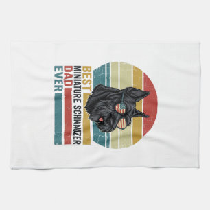 Miniature Schnauzer Dad Vintage Patriotic Shirt De Tea Towel