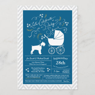 Miniature Schnauzer Dog Baby Shower Blue Boy Invitation