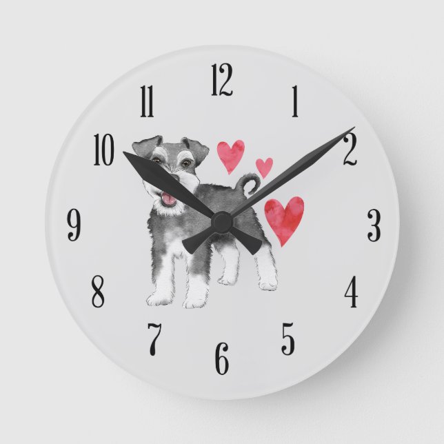 Miniature Schnauzer Dog Breed Round Wall Clock (Front)