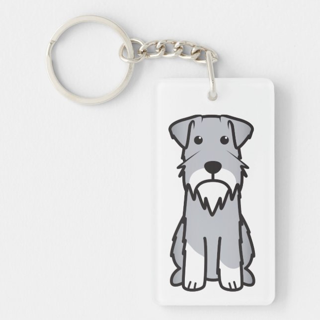 Miniature Schnauzer Dog Cartoon Key Ring (Front)