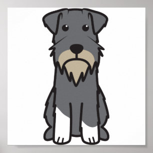 Miniature Schnauzer Dog Cartoon Poster