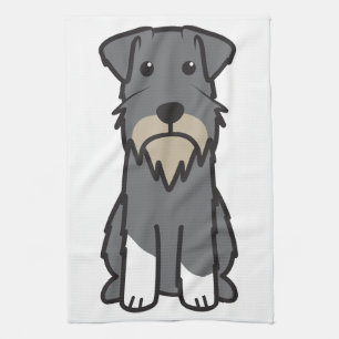 Miniature Schnauzer Dog Cartoon Tea Towel